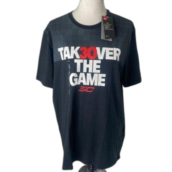 Men’s Large Shirt Under Armour Black Heat Gear Athletic Crewneck Short Sleeve - Picture 2 of 13